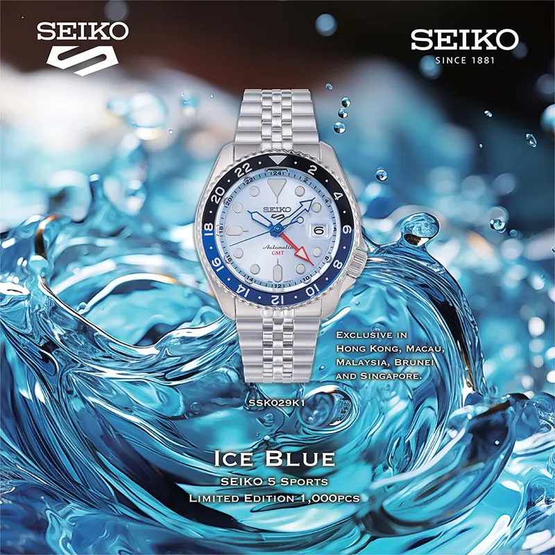 Seiko 5 Sports GMT Thong Sia Ice Blue Limited Edition Men’s Watch | SSK029K1